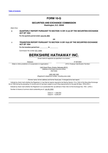 Vorschaubild Berkshire Hathaway  10-Q Quartalsbericht  