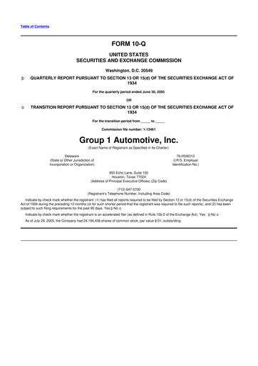 Thumbnail Group 1 Automotive 10-Q Quarterly Report FY 