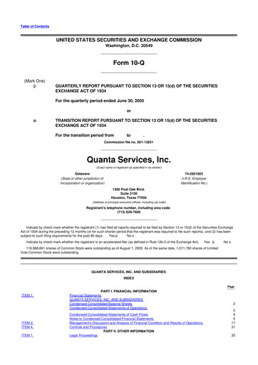 Thumbnail Quanta Services
 10-Q Quarterly Report FY 
