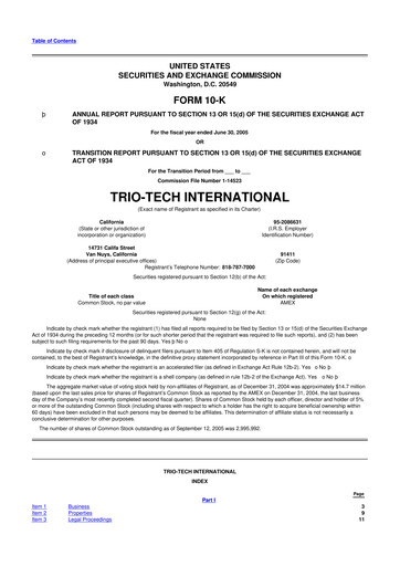Thumbnail Trio-Tech International 10-K Annual Report 2005