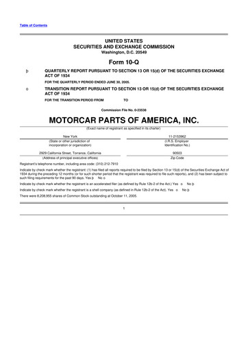 Vorschaubild Motorcar Parts of America 10-Q Quartalsbericht  