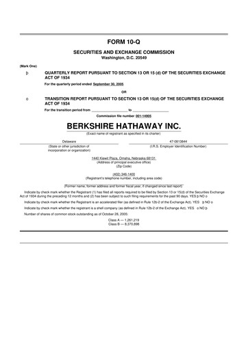 Vorschaubild Berkshire Hathaway  10-Q Quartalsbericht  