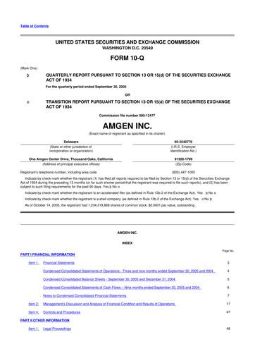 Miniature Amgen 10-Q Rapport trimestriel  