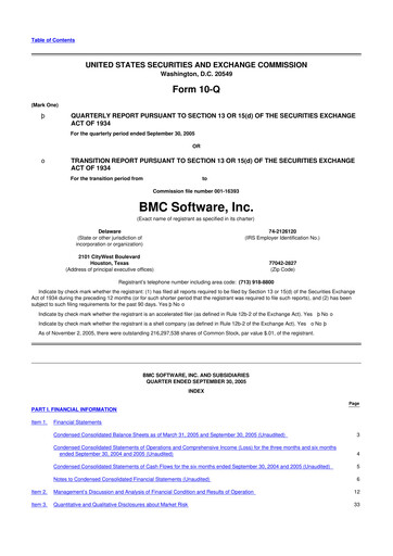Thumbnail BMC Software 10-Q Quarterly Report FY 