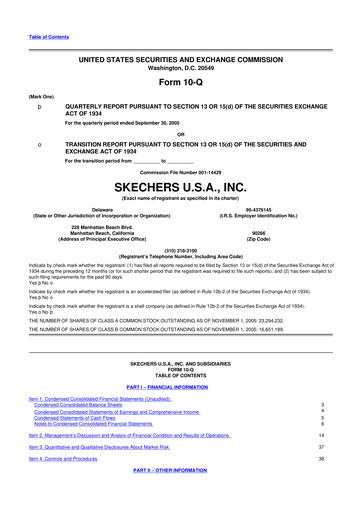 Thumbnail Skechers
 10-Q Quarterly Report FY 