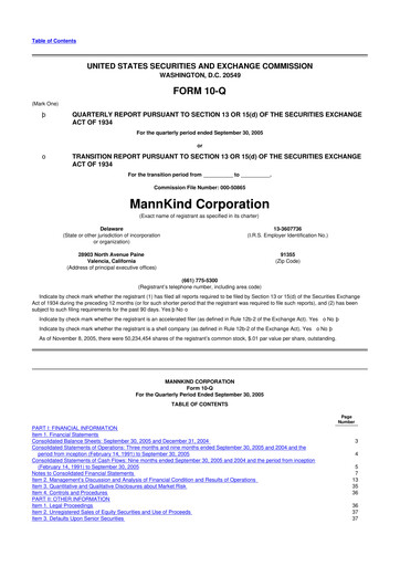 Thumbnail MannKind Corp 10-Q Quarterly Report FY 