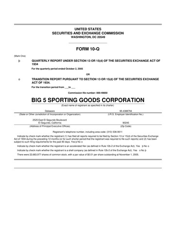 Thumbnail Big 5 Sporting Goods 10-Q Quarterly Report FY 