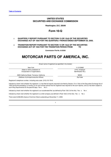 Vorschaubild Motorcar Parts of America 10-Q Quartalsbericht  