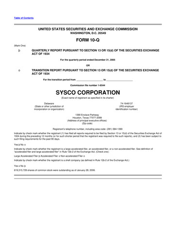 Thumbnail Sysco 10-Q Quarterly Report FY 