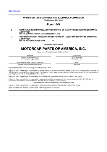 Vorschaubild Motorcar Parts of America 10-Q Quartalsbericht  