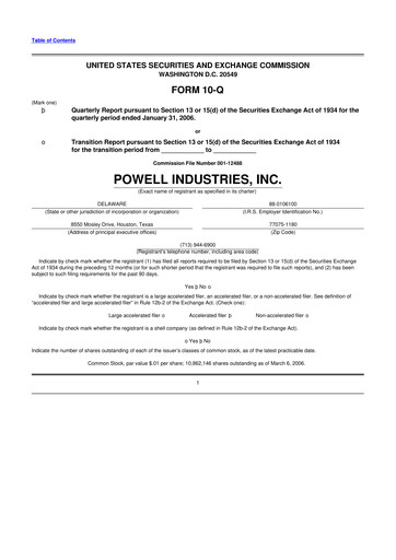Thumbnail Powell Industries 10-Q Quarterly Report FY 