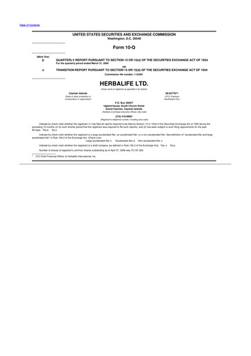 Thumbnail Herbalife 10-Q Quarterly Report FY 