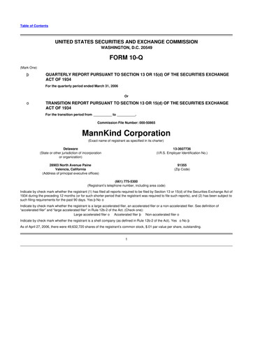 Thumbnail MannKind Corp 10-Q Quarterly Report FY 