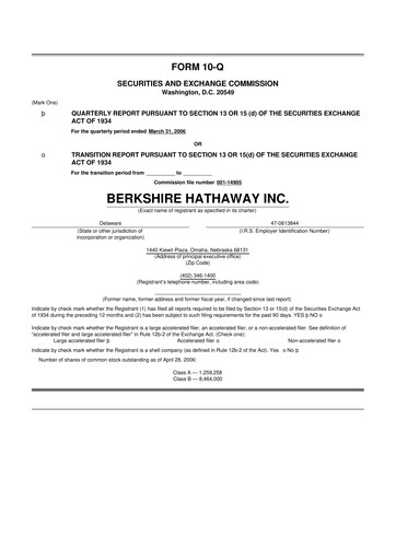 Vorschaubild Berkshire Hathaway  10-Q Quartalsbericht  