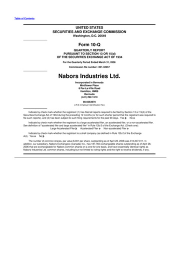 Miniature Nabors Industries
 10-Q Rapport trimestriel  