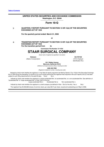 Thumbnail STAAR Surgical 10-Q Quarterly Report FY 