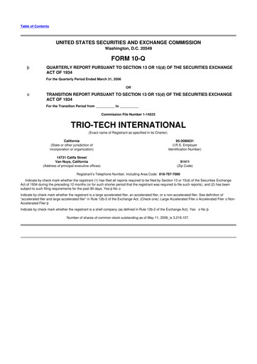 Thumbnail Trio-Tech International 10-Q Quarterly Report FY2006-05-11 