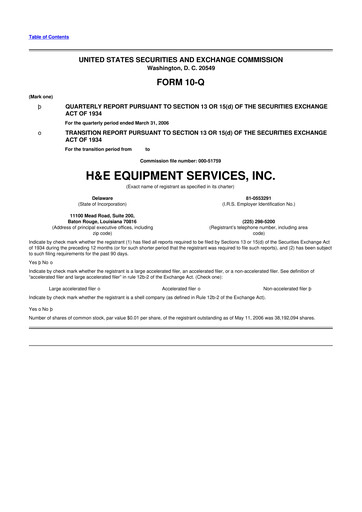 Thumbnail H&E Equipment Services 10-Q Quarterly Report FY 
