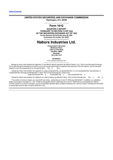 Miniature Nabors Industries
 10-Q Rapport trimestriel  