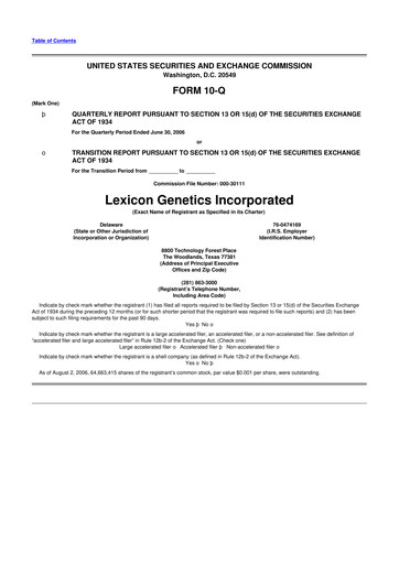 Thumbnail Lexicon Pharmaceuticals
 10-Q Quarterly Report FY 