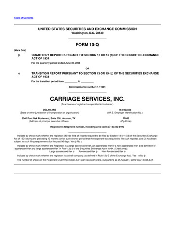 Thumbnail Carriage Services 10-Q Quarterly Report FY 