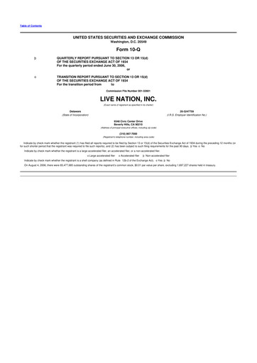 Thumbnail Live Nation
 10-Q Quarterly Report FY 