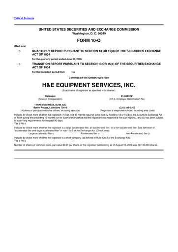 Thumbnail H&E Equipment Services 10-Q Quarterly Report FY 