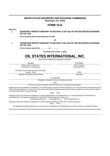 Thumbnail Oil States International
 10-Q Quarterly Report FY 