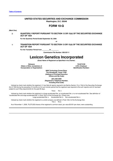 Thumbnail Lexicon Pharmaceuticals
 10-Q Quarterly Report FY 