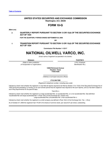 Thumbnail NOV 10-Q Quarterly Report FY 