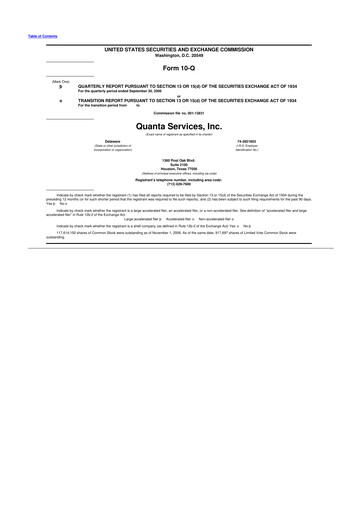 Thumbnail Quanta Services
 10-Q Quarterly Report FY 