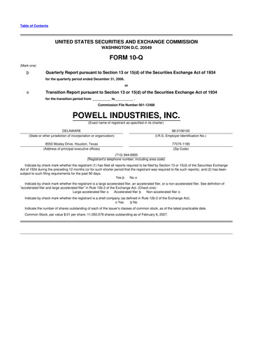 Thumbnail Powell Industries 10-Q Quarterly Report FY 