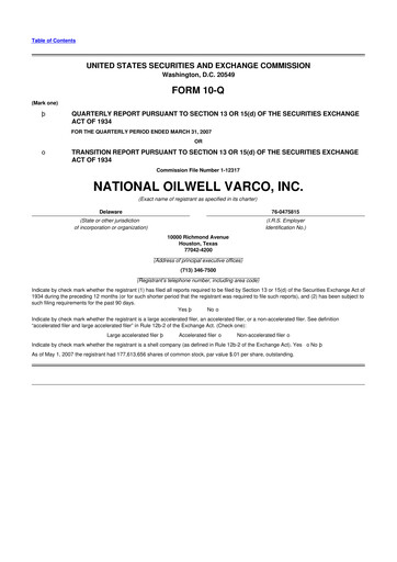 Thumbnail NOV 10-Q Quarterly Report FY 