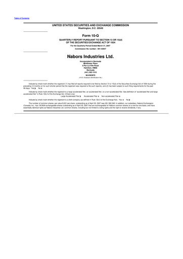 Miniature Nabors Industries
 10-Q Rapport trimestriel  