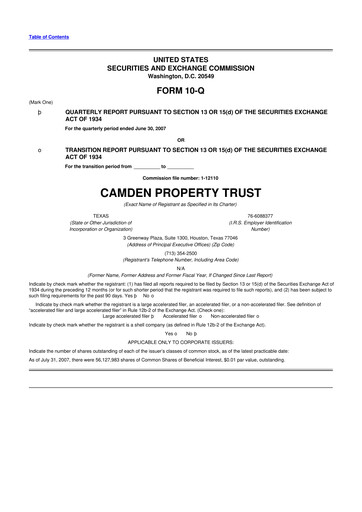 Vorschaubild Camden Property Trust
 10-Q Quartalsbericht  