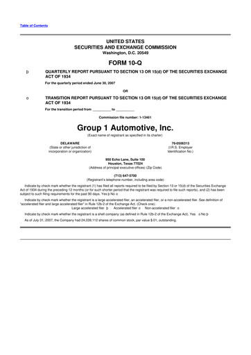 Thumbnail Group 1 Automotive 10-Q Quarterly Report FY 