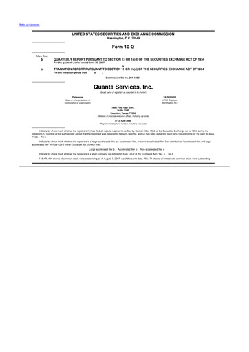 Thumbnail Quanta Services
 10-Q Quarterly Report FY 