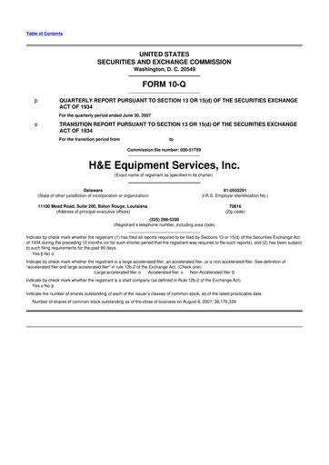 Thumbnail H&E Equipment Services 10-Q Quarterly Report FY 