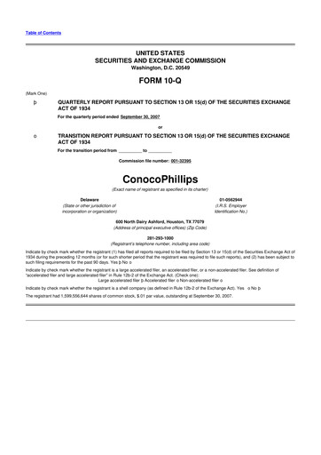 Thumbnail ConocoPhillips 10-Q Quarterly Report FY 