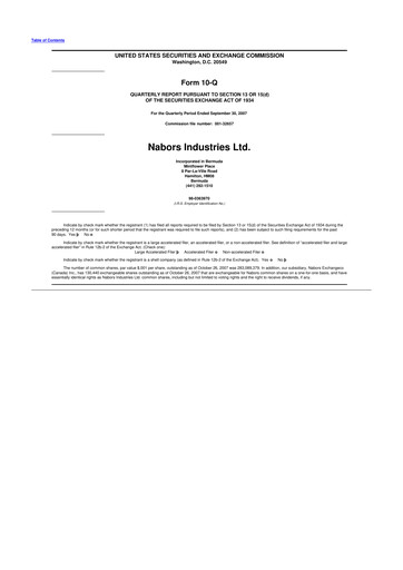 Miniature Nabors Industries
 10-Q Rapport trimestriel  