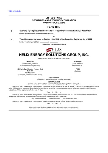 Thumbnail Helix Energy Solutions 10-Q Quarterly Report FY 