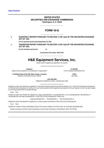 Thumbnail H&E Equipment Services 10-Q Quarterly Report FY 