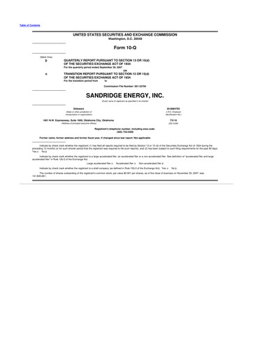 Thumbnail SandRidge Energy
 10-Q Quarterly Report FY 