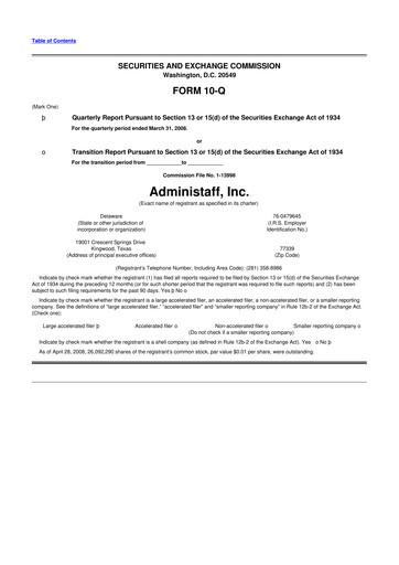 Thumbnail Insperity
 10-Q Quarterly Report FY 