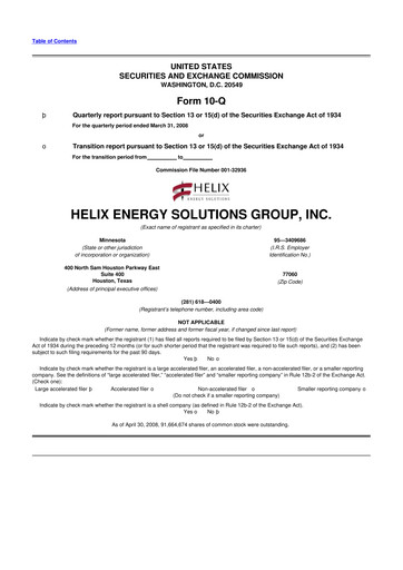 Thumbnail Helix Energy Solutions 10-Q Quarterly Report FY 