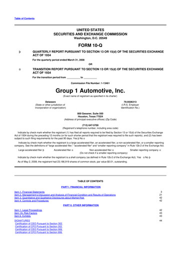 Thumbnail Group 1 Automotive 10-Q Quarterly Report FY 
