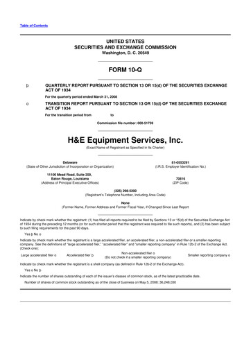 Thumbnail H&E Equipment Services 10-Q Quarterly Report FY 