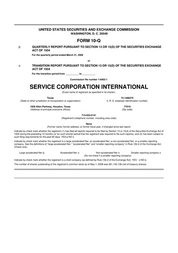 Miniature Service Corporation International
 10-Q Rapport trimestriel  