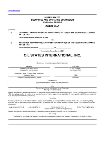 Thumbnail Oil States International
 10-Q Quarterly Report FY 