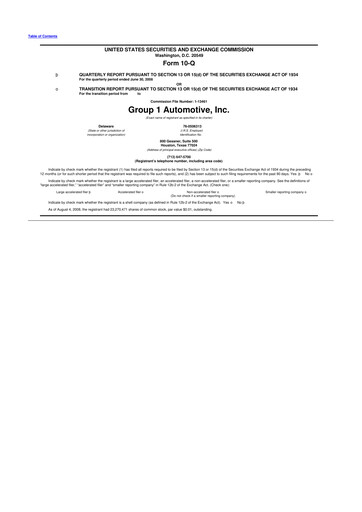 Thumbnail Group 1 Automotive 10-Q Quarterly Report FY 